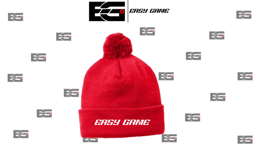 Unisex Easy Game Puff Red Pom Pom Beanie